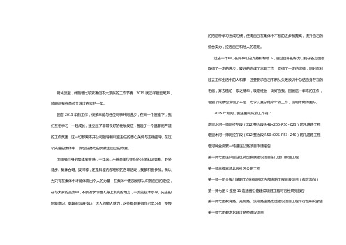 2015-年度(或任职期满)担任主要专业技术工作及工作业绩简结