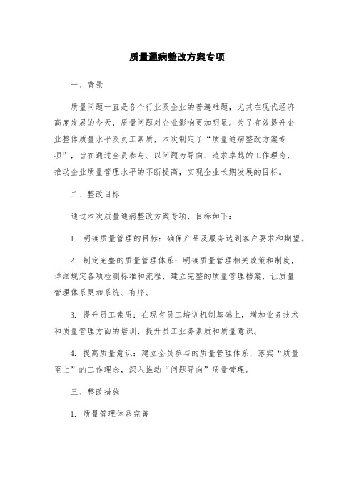 质量通病整改方案专项