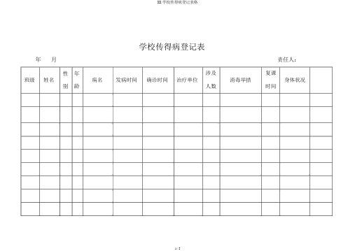 XX学校传染病登记表格