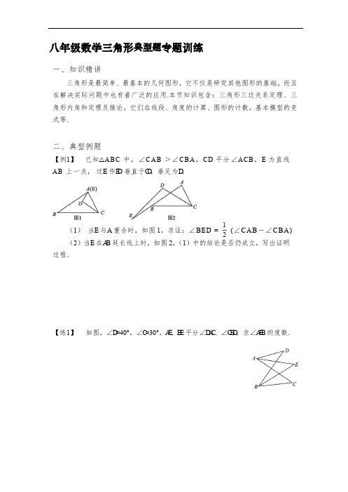 人教版八年级数学上册三角形典型题专题训练