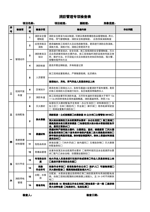 消防安全管理专项检查表