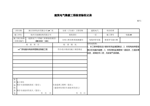 电线导管敷设隐蔽工程检查验收记录2