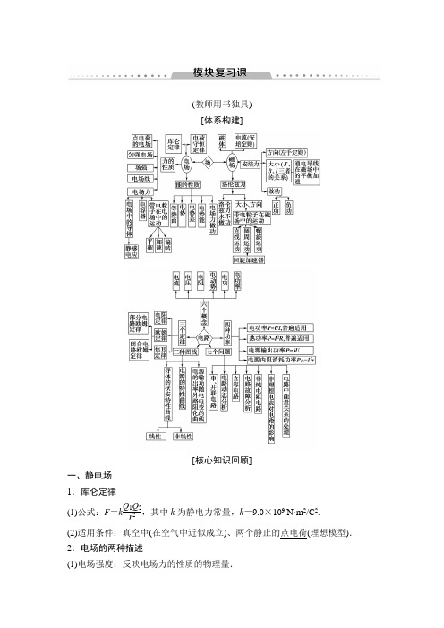 2018-2019学年高中物理教科版选修3-1学案：模块复习课 Word版含答案