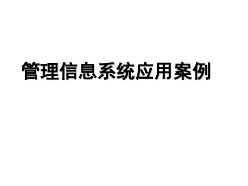 管理信息系统应用案例