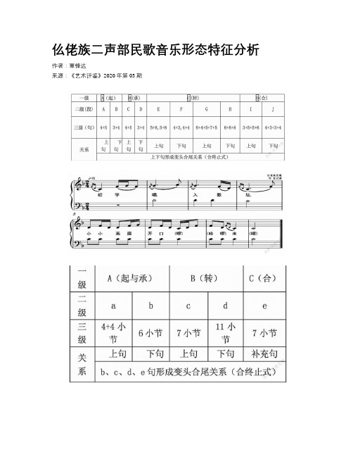 仫佬族二声部民歌音乐形态特征分析  