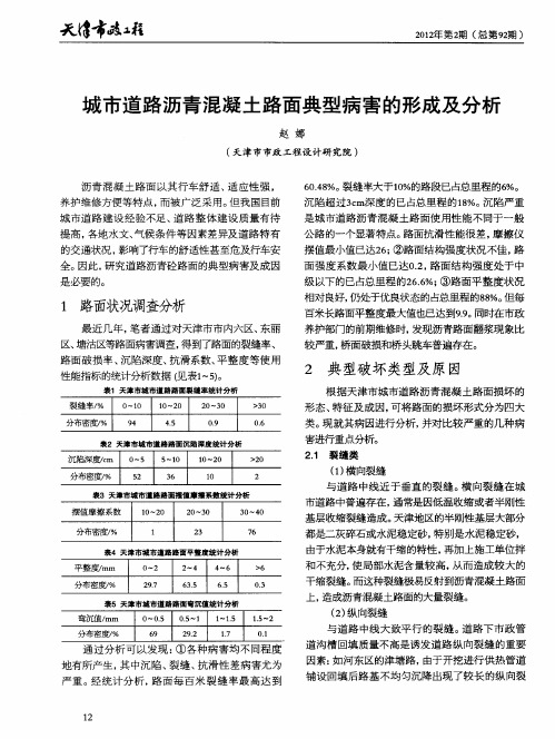 城市道路沥青混凝土路面典型病害的形成及分析