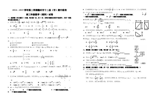 赣州市2014—2015学年第二学期高三理科数学期中试题