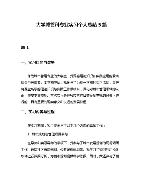 大学城管科专业实习个人总结5篇