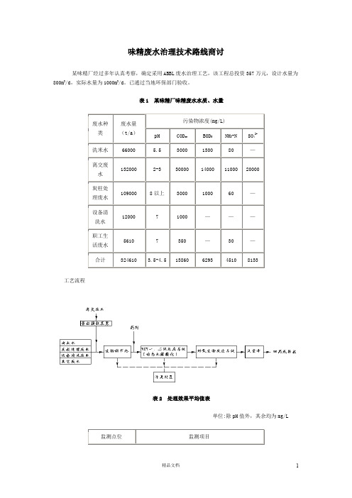 味精废水治理技术路线商讨