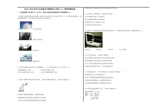 2019-2020学年山东省临沂市蒙阴县九年级(上)期末物理试卷