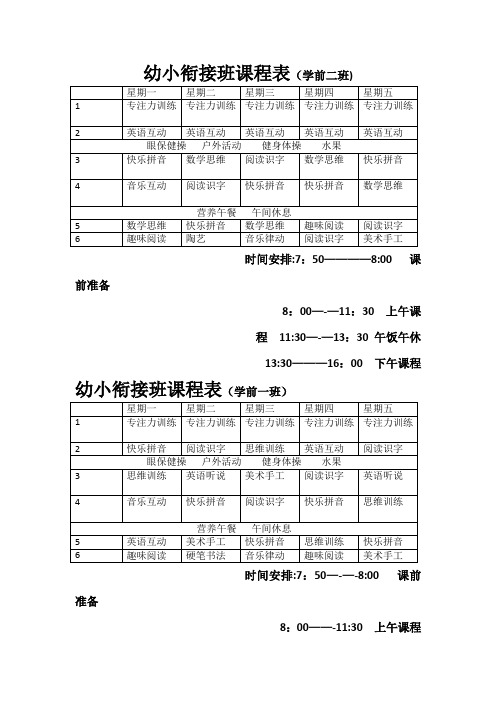 学前班课程表