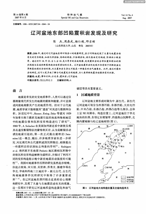 辽河盆地东部凹陷震积岩发现及研究