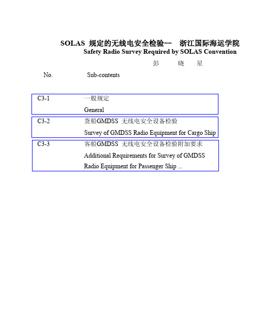 CCS SOLAS 规定的无线电安全检验