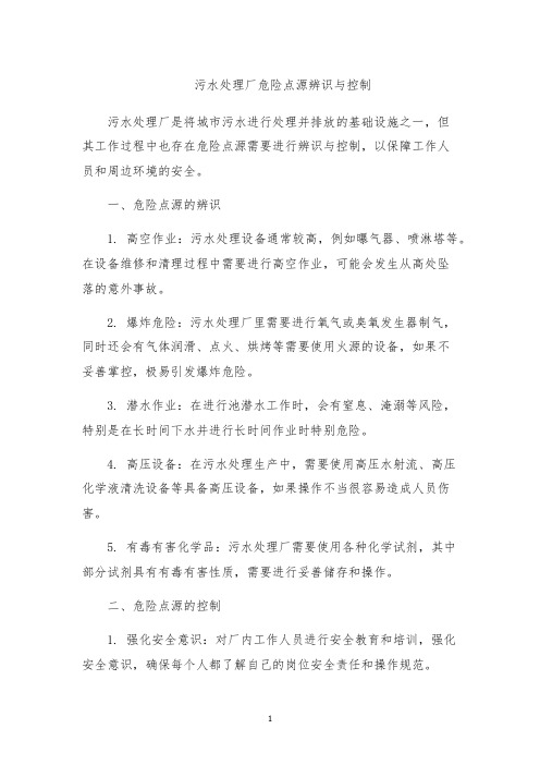 污水处理厂危险点源辨识与控制