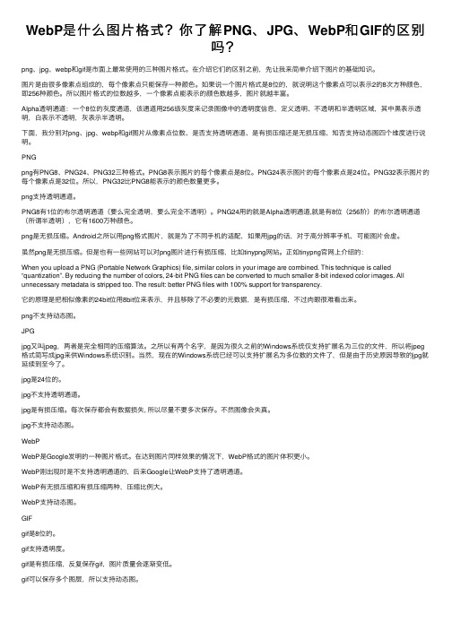 WebP是什么图片格式？你了解PNG、JPG、WebP和GIF的区别吗？