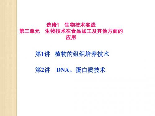 2012届高考生物一轮复习精品课件:第三单元 生物技术在食品加工及其他方面的应用(选修1)
