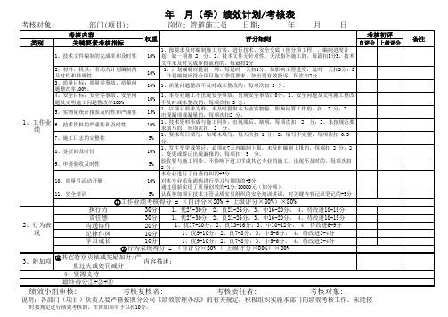 施工员绩效考核表