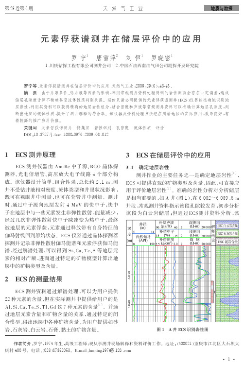 元素俘获谱测井在储层评价中的应用