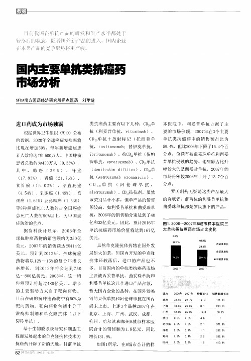 国内主要单抗类抗癌药市场分析