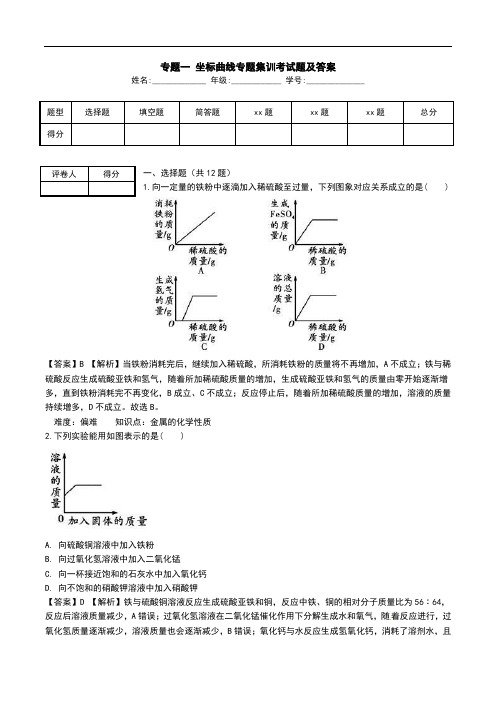 专题一 坐标曲线专题集训考试题及答案.doc