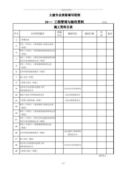 建筑工程资料表格填写范例