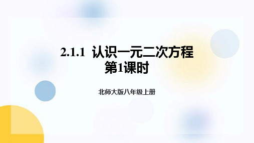 北师大版九年级数学上册《认识一元二次方程》一元二次方程PPT课件(第1课时)