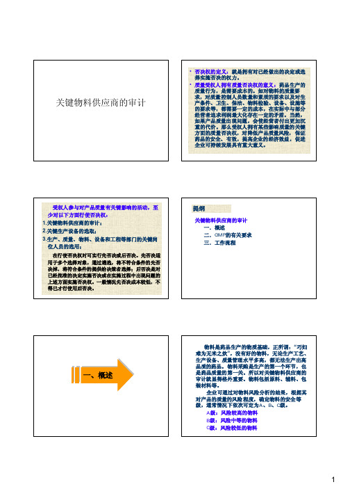 QP培训课件-关键物料供应商的审计