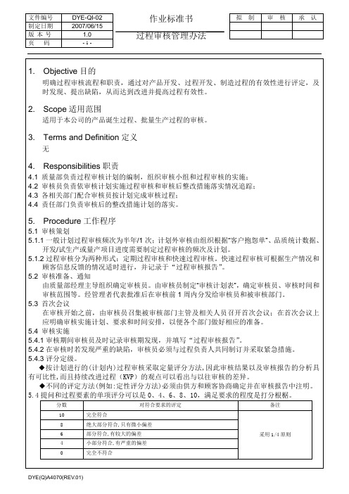 过程审核管理办法