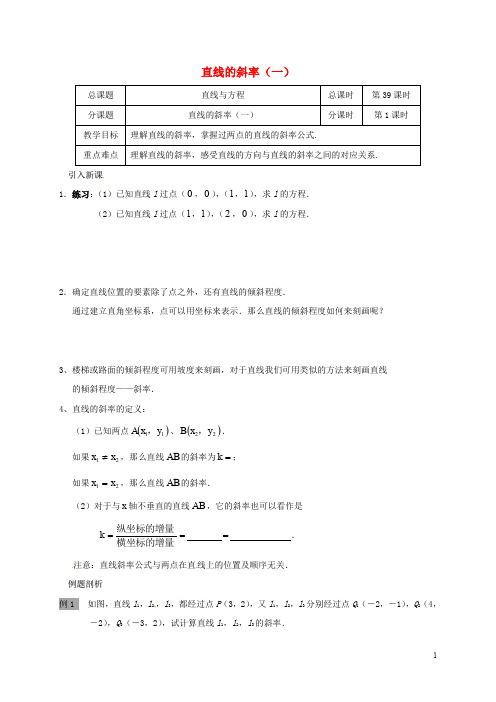 江苏省海门市包场镇高中数学 第三章 直线与方程 3.1 