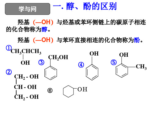 羟基(OH)与烃基或苯环侧链上的碳原子相连的化合物称...