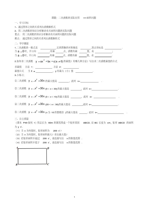 二次函数的应用(面积问题)