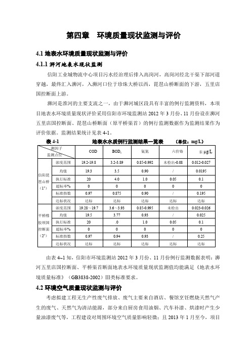 第四章 环境质量现状监测与评价