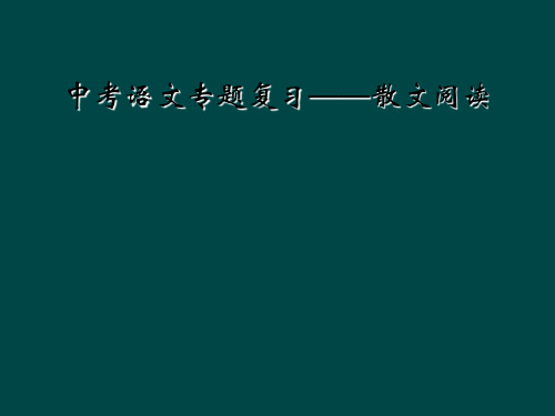 中考语文专题复习散文阅读