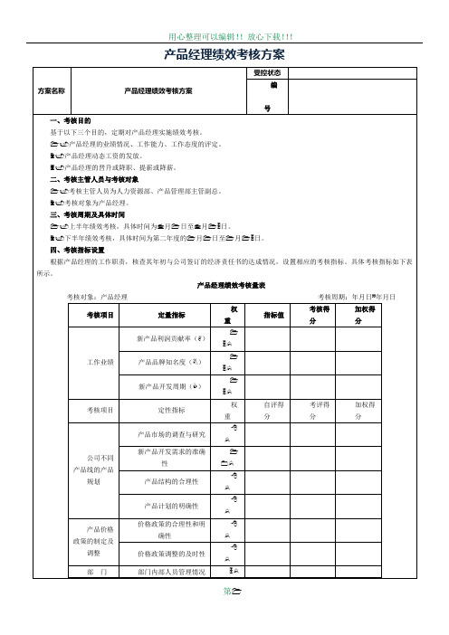 产品经理绩效考核方案-范本