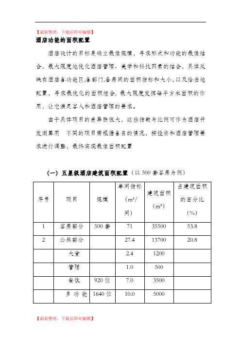 各星级酒店功能区面积配置(完整资料).doc