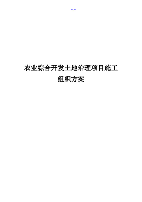 农业综合开发土地治理项目施工组织方案