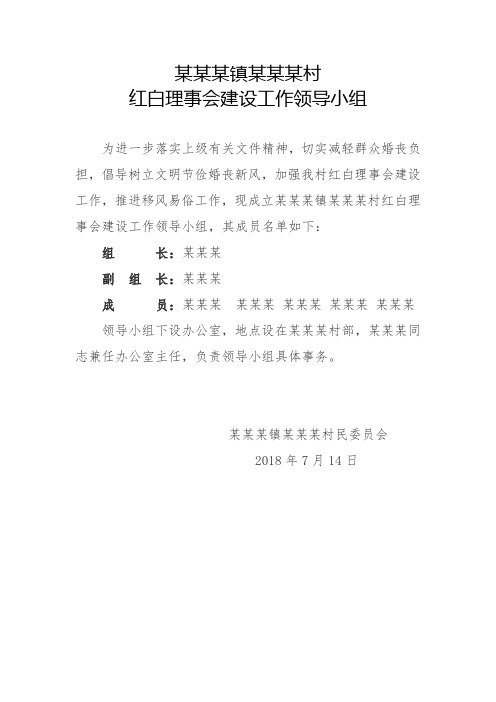 红白理事会建设工作领导小组