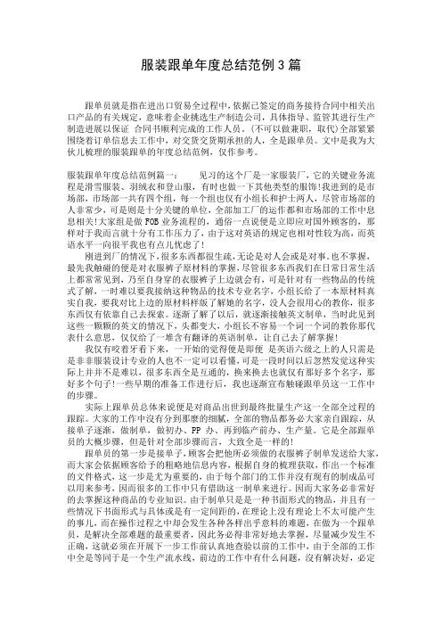 服装跟单年度总结范例3篇