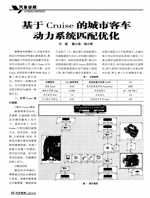 基于Cruase的城市客车动力系统匹配优化