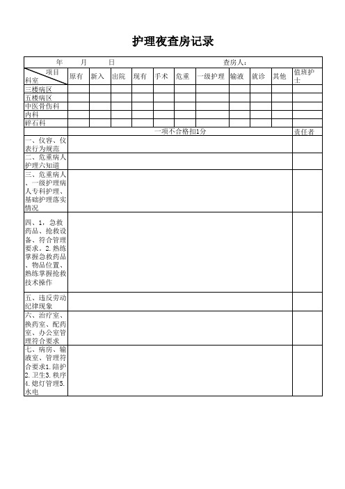 护理夜查房记录