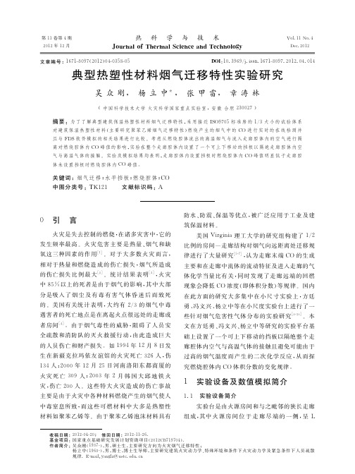 典型热塑性材料烟气迁移特性实验研究