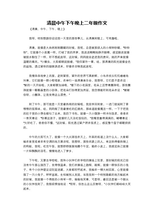 清晨中午下午晚上二年级作文