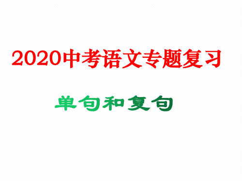 2020中考  语文专题复习 单句和复句   (共21张PPT)