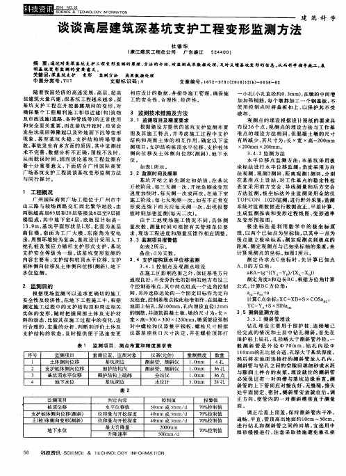 谈谈高层建筑深基坑支护工程变形监测方法