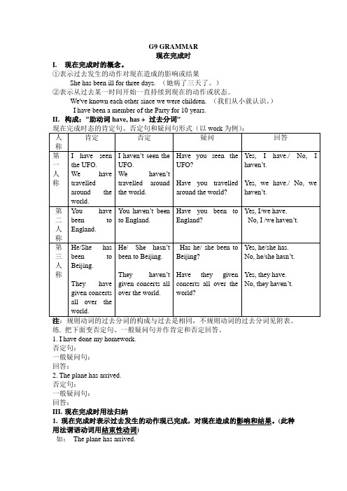 牛津上海版英语九年级上册全书语法知识汇总