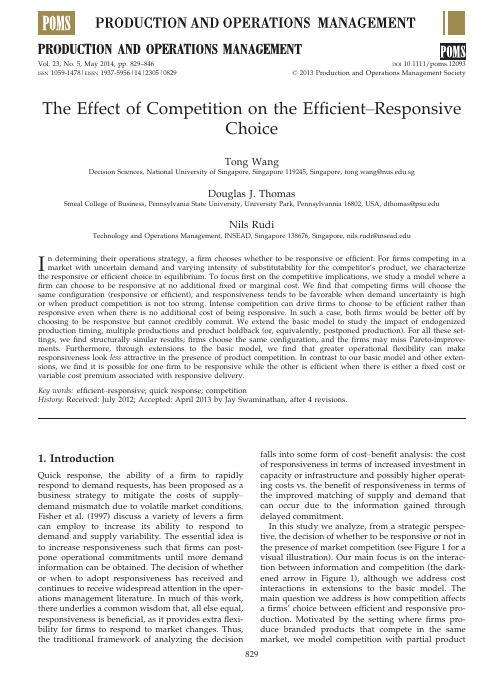 The Effect of Competition on the Efficient–Responsive Choice