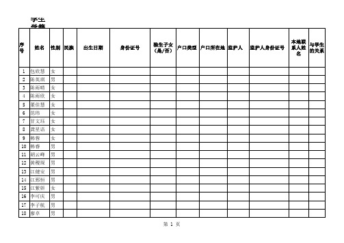 学籍录入调查表