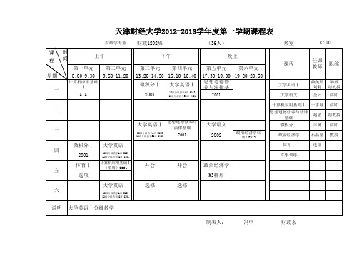 天津财经大学12-13-1财政系课表