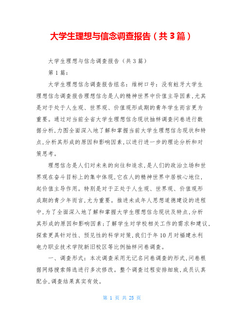 大学生理想与信念调查报告(共3篇)