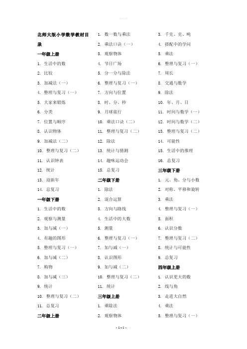 最新深圳小初高数学教材目录汇总